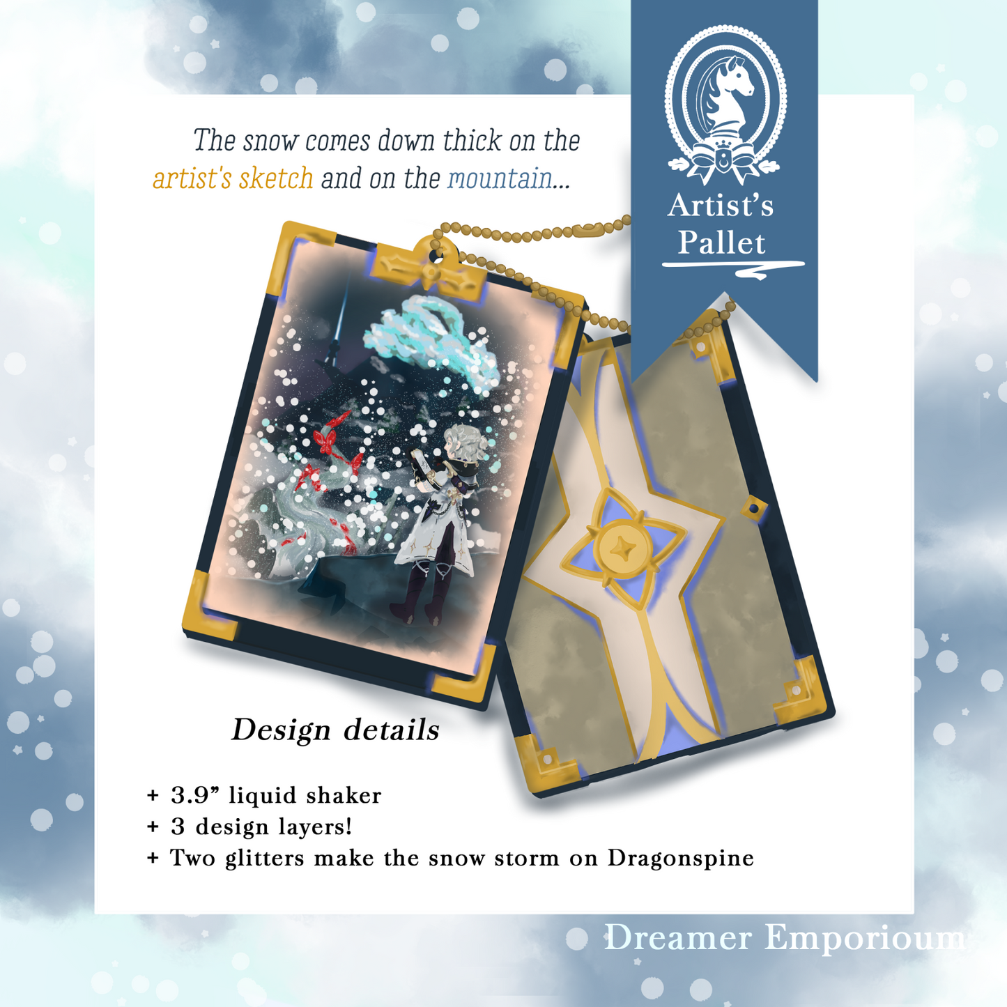 Artist's Palette Glitter Shaker Charm