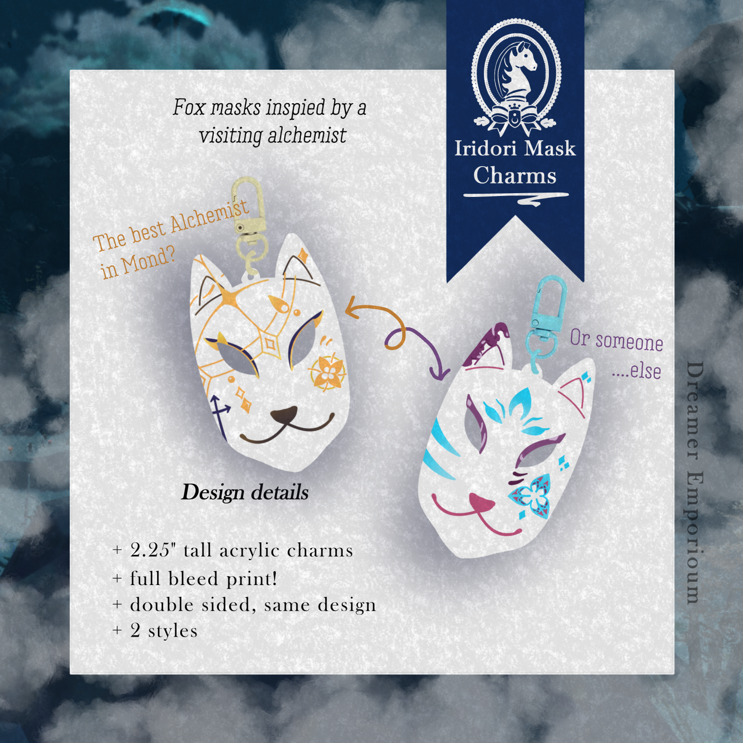 Solar Isomer and Fellflower Fox Mask Charms [Last stock]